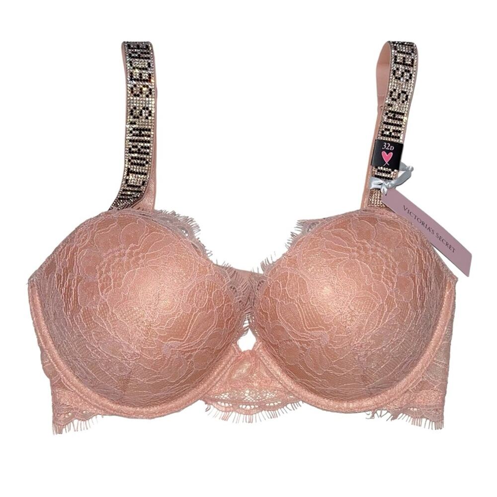Victoria's Secret Very Sexy Shine Strap Lace Push-Up Bra Cameo Ombre Size 32D